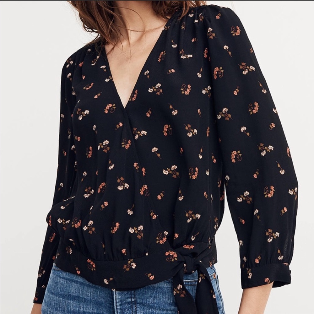 Madewell floral wrap top